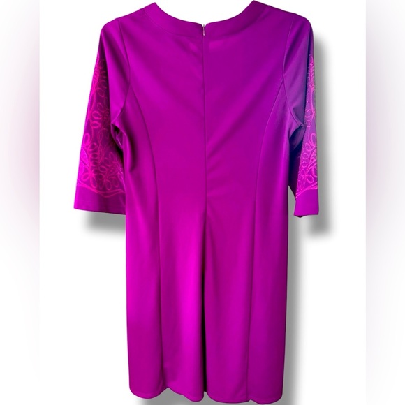 Bob Mackie Wearable Art Dress Purple Embroidered Floral Y-Neck Dress Sz M - Picture 2 of 8